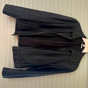 classic black leather bomber jacket size 4.